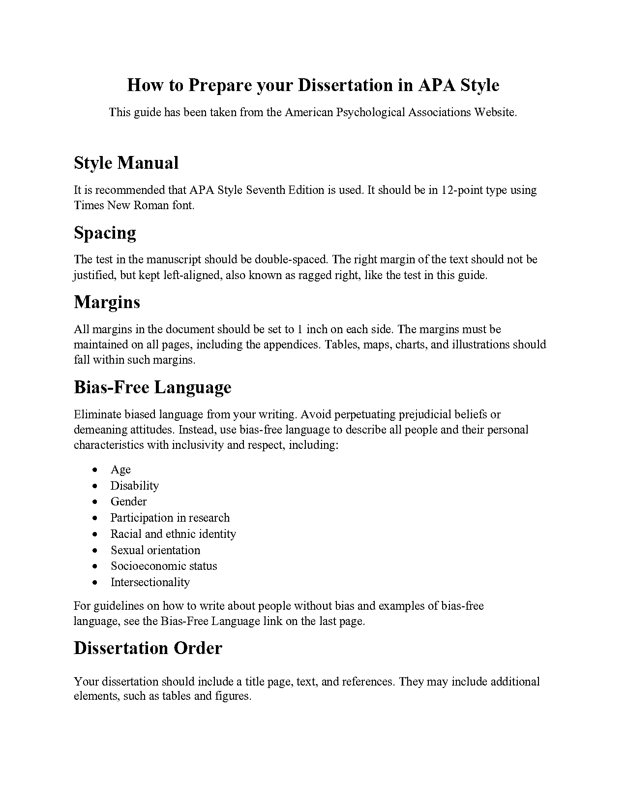 example of dissertation table of contents