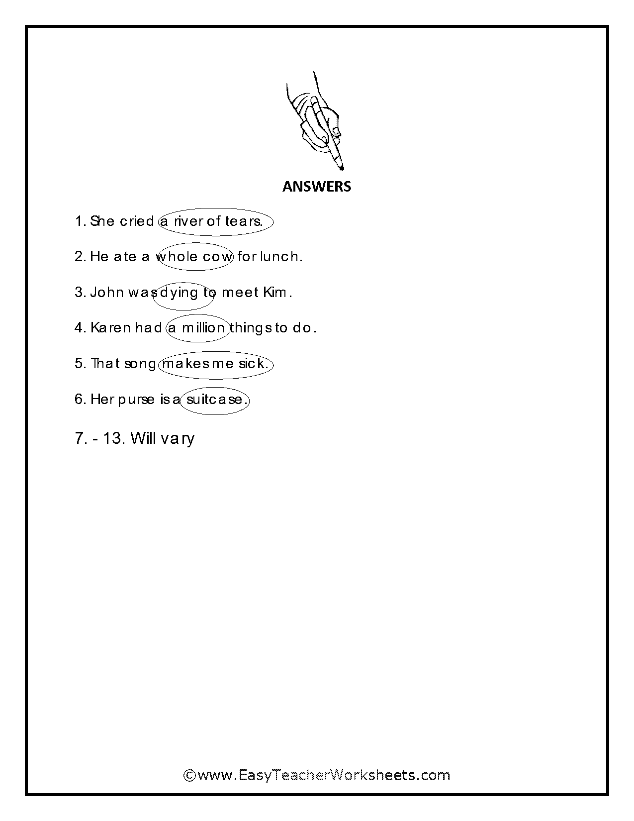 easy teacher worksheets answers