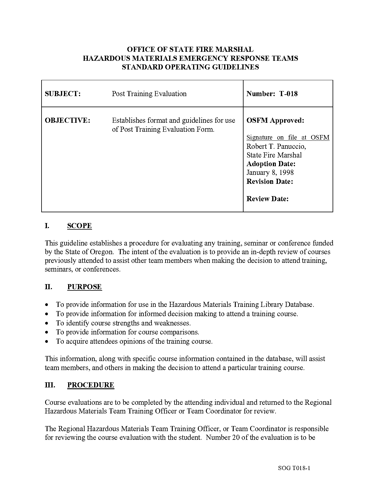 post training evaluation form format