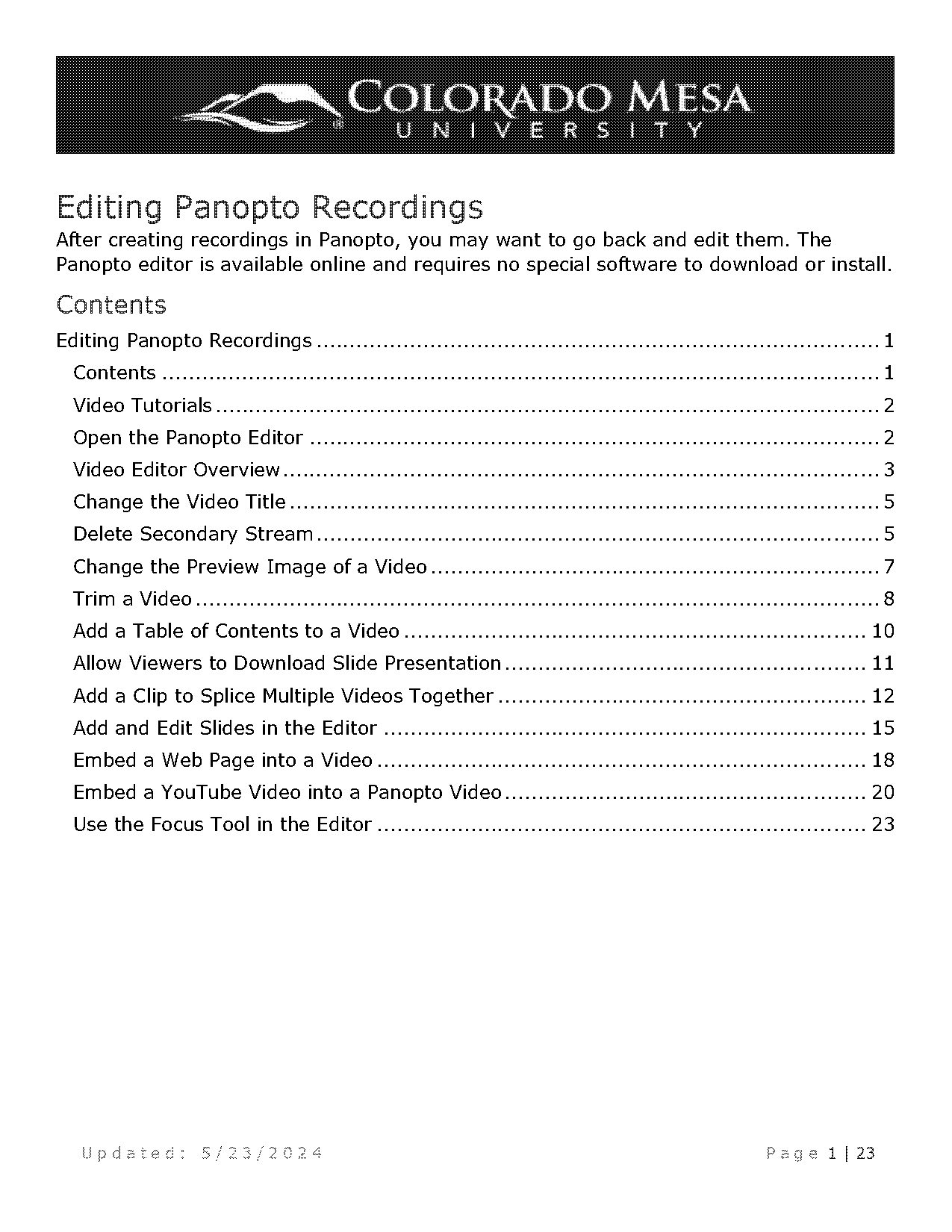 edit table of contents settings