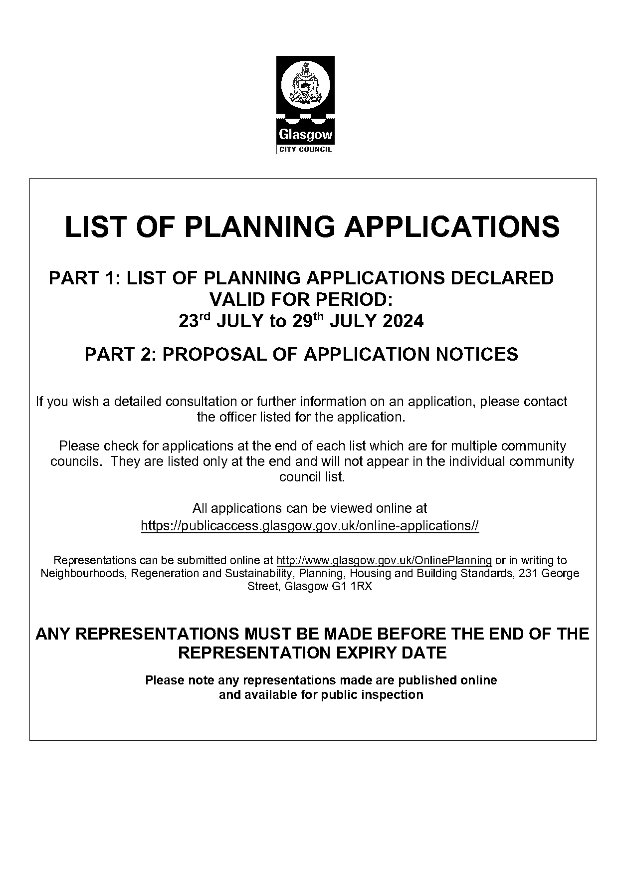 glasgow city council planning applications list