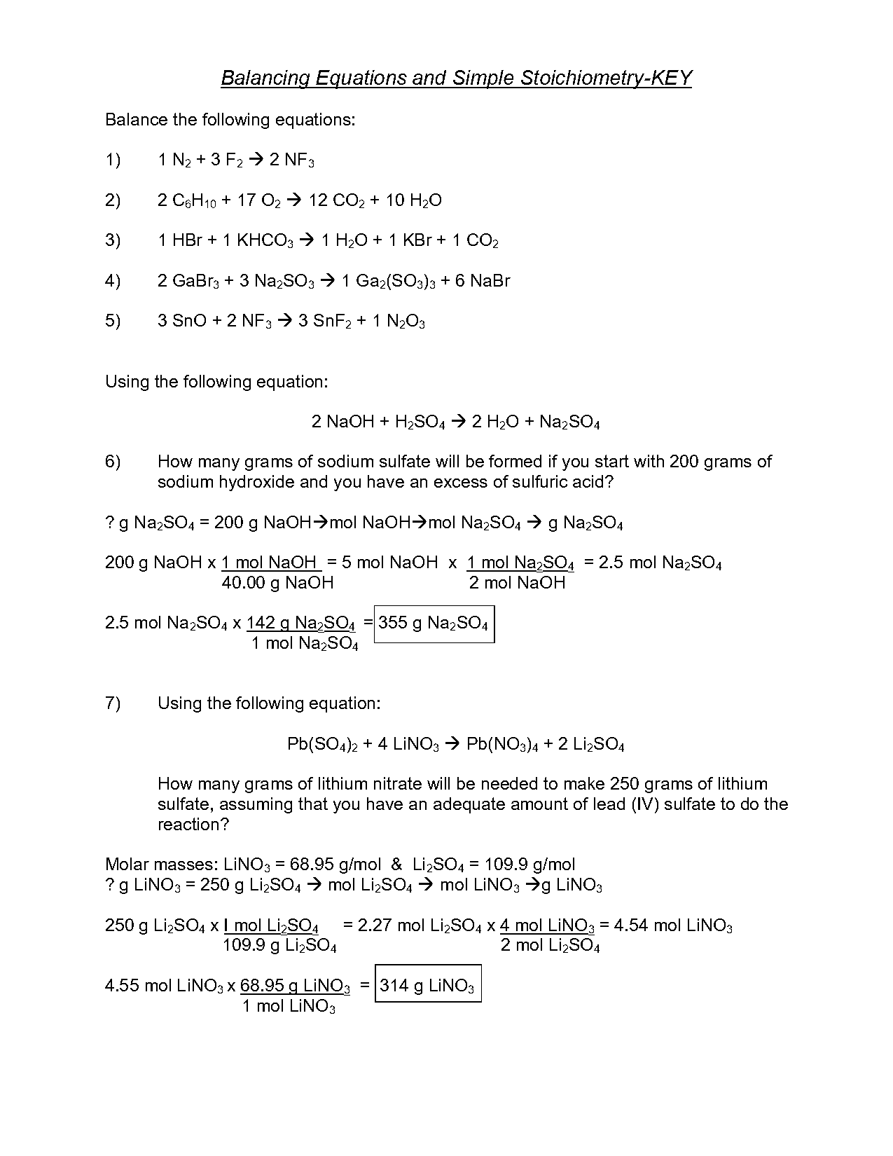 practice problem stoichiometry worksheet