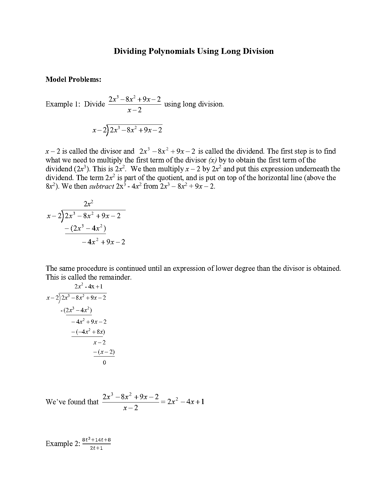 polynomial examples with answers