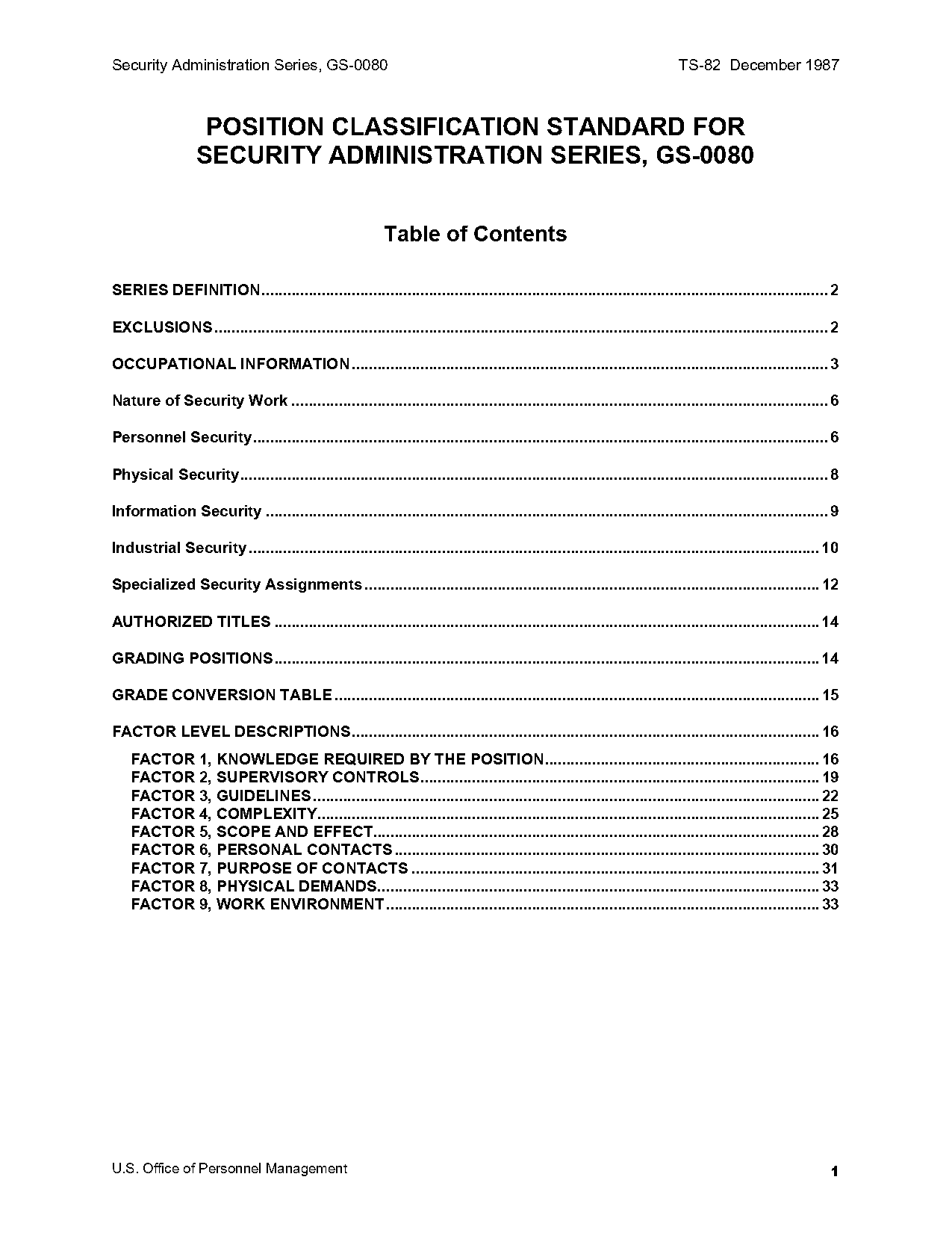 who writes personnel security policy for the federal government