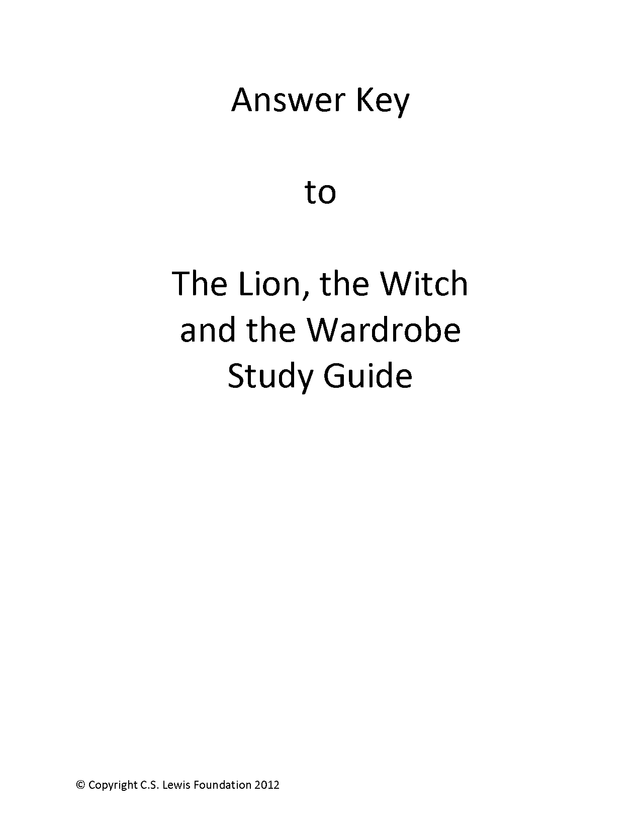 free study guide the lion the witch and the wardrobe