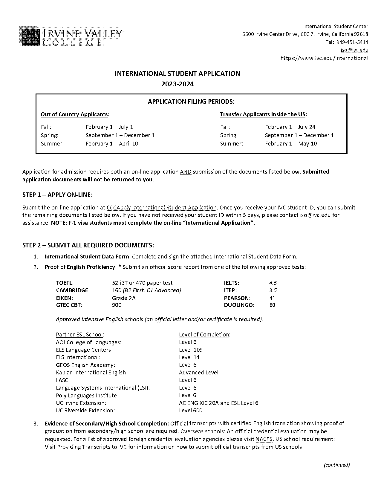 international school registration form