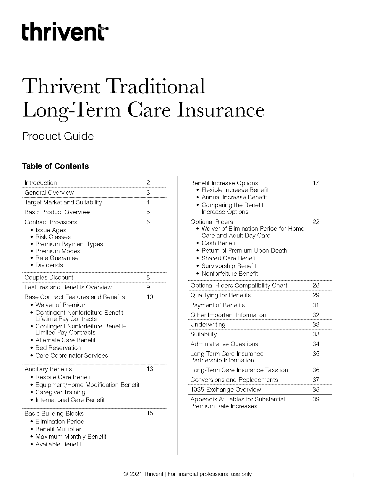 thrivent long term care contract