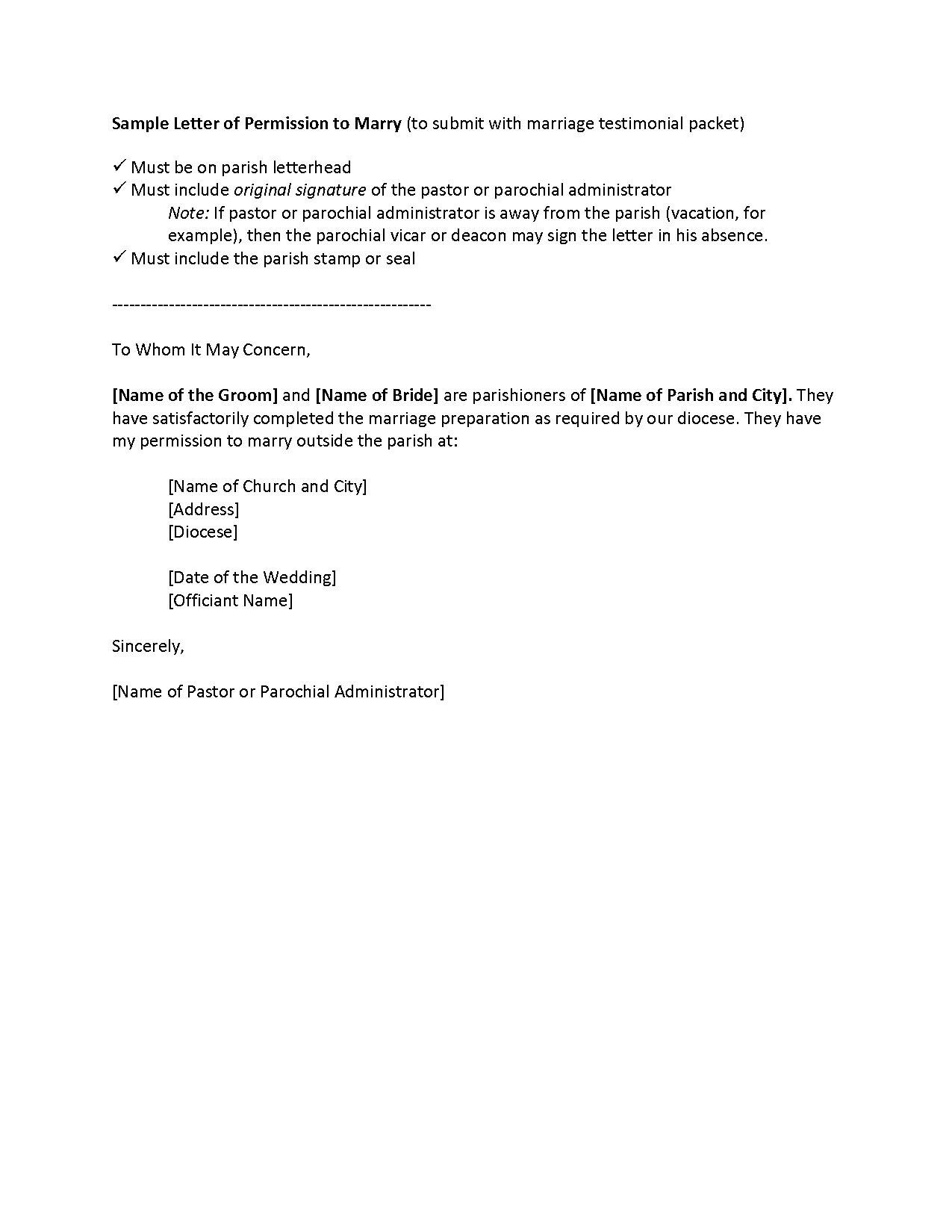 marriage consent letter format