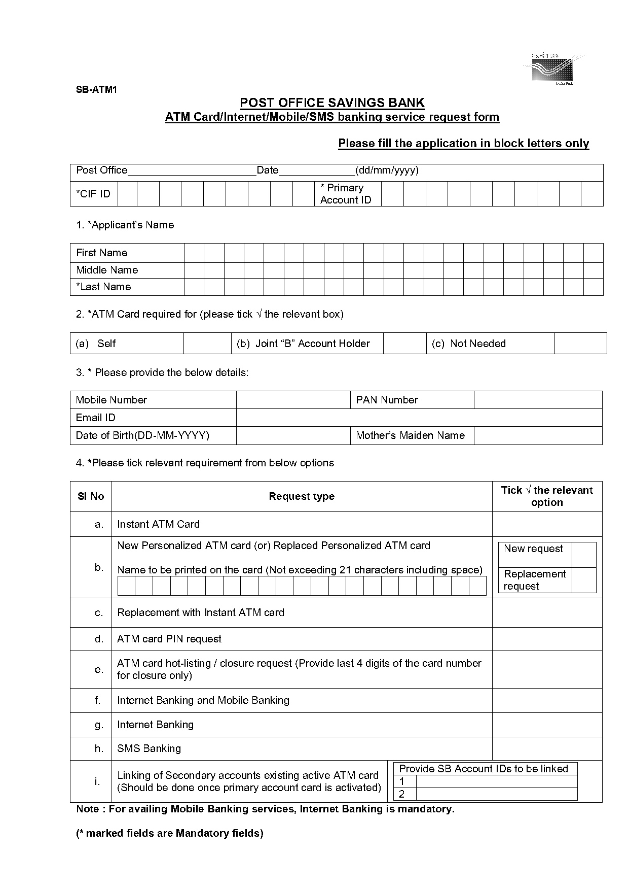 indian bank net banking application form download pdf