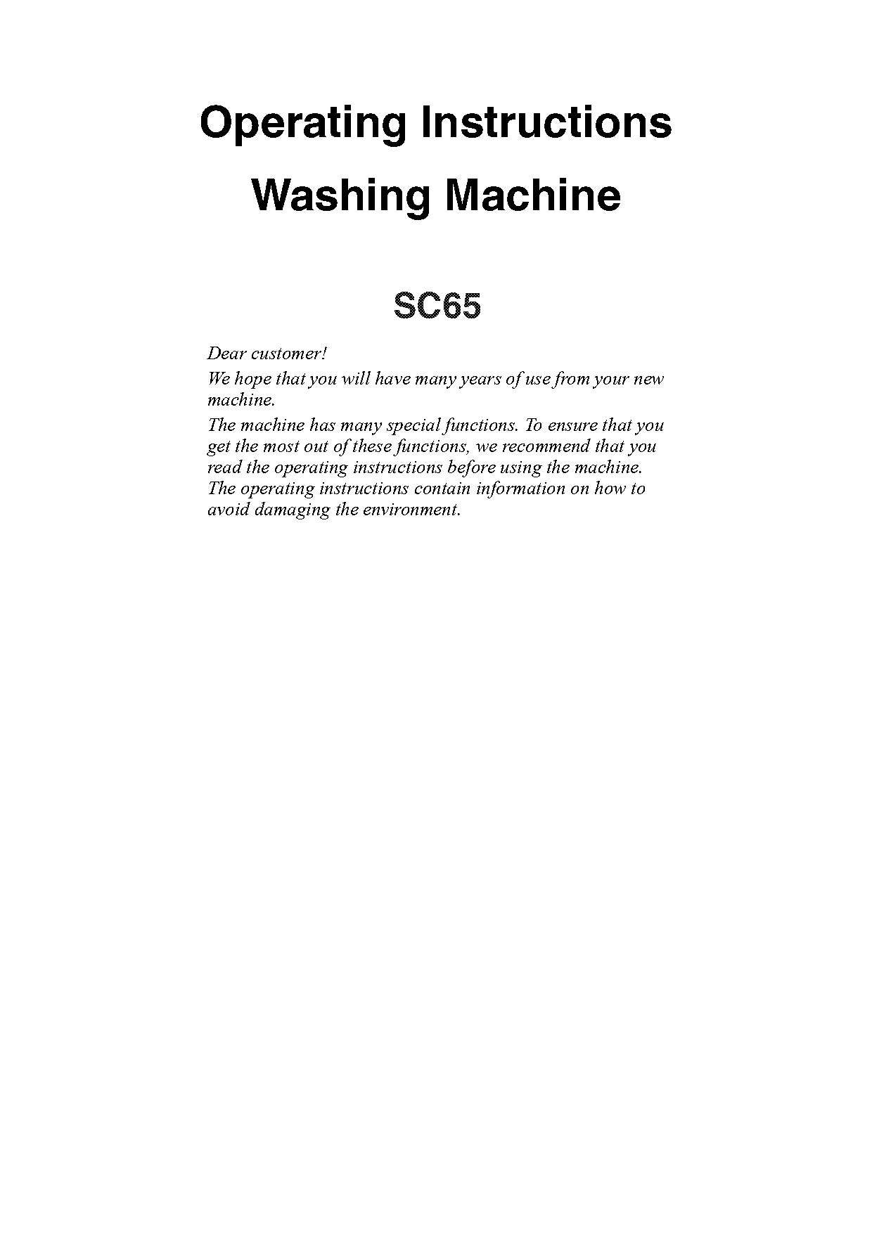 super general washing machine manual