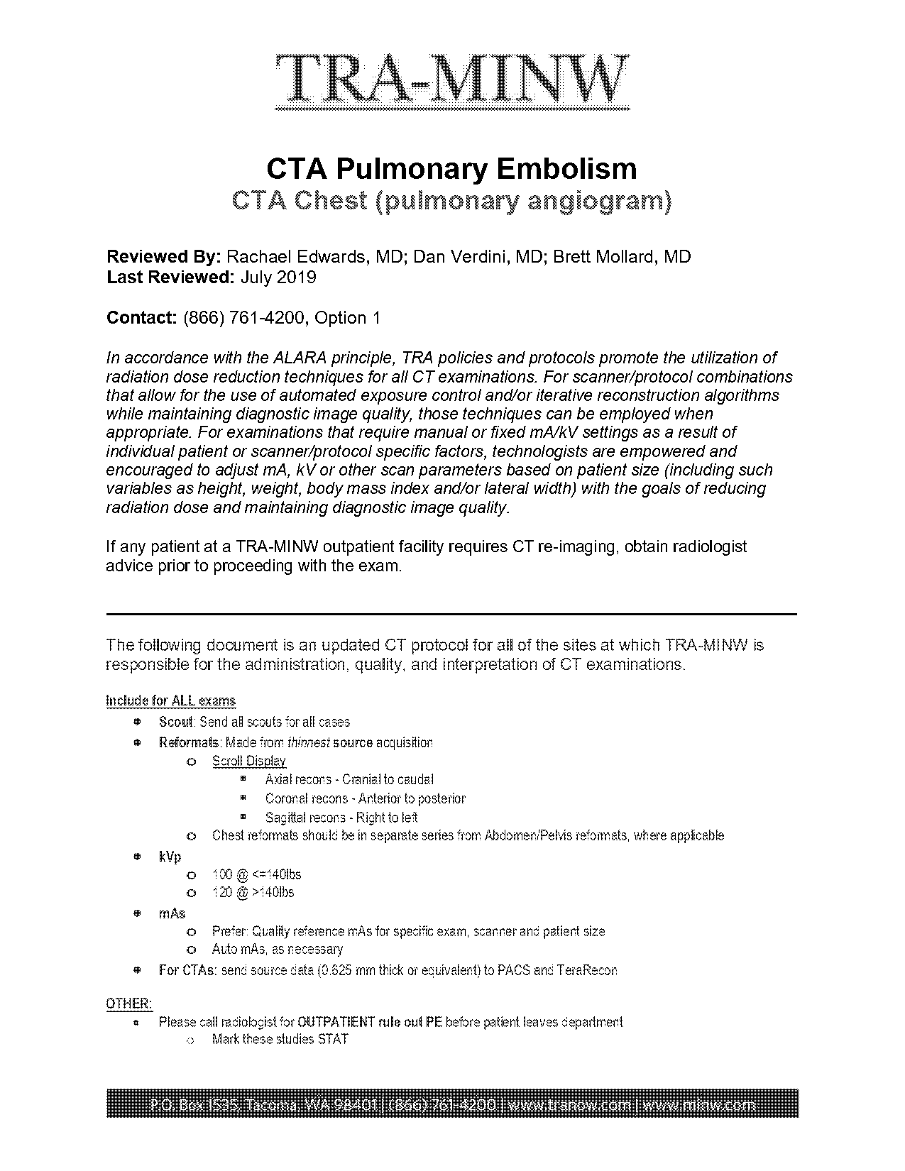 ct angio chest pe protocol