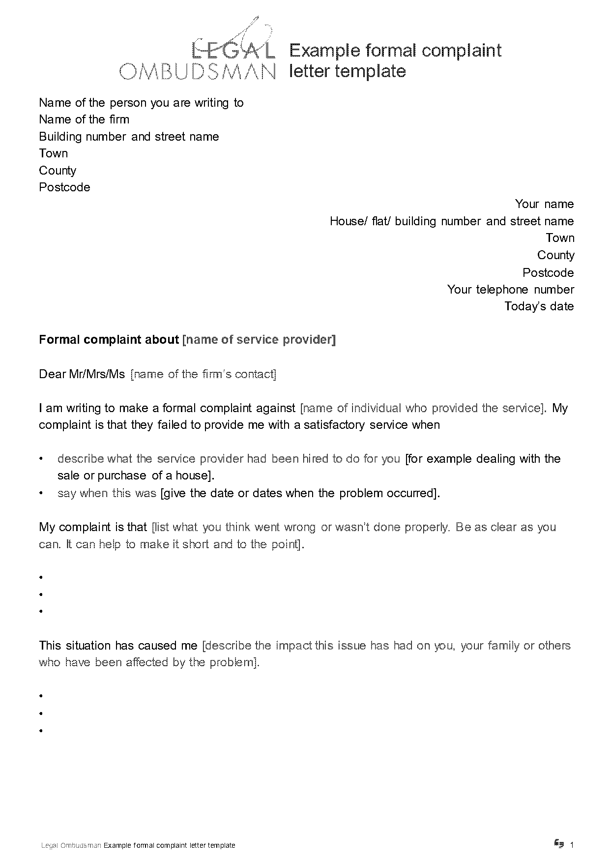 sample business letter format uk