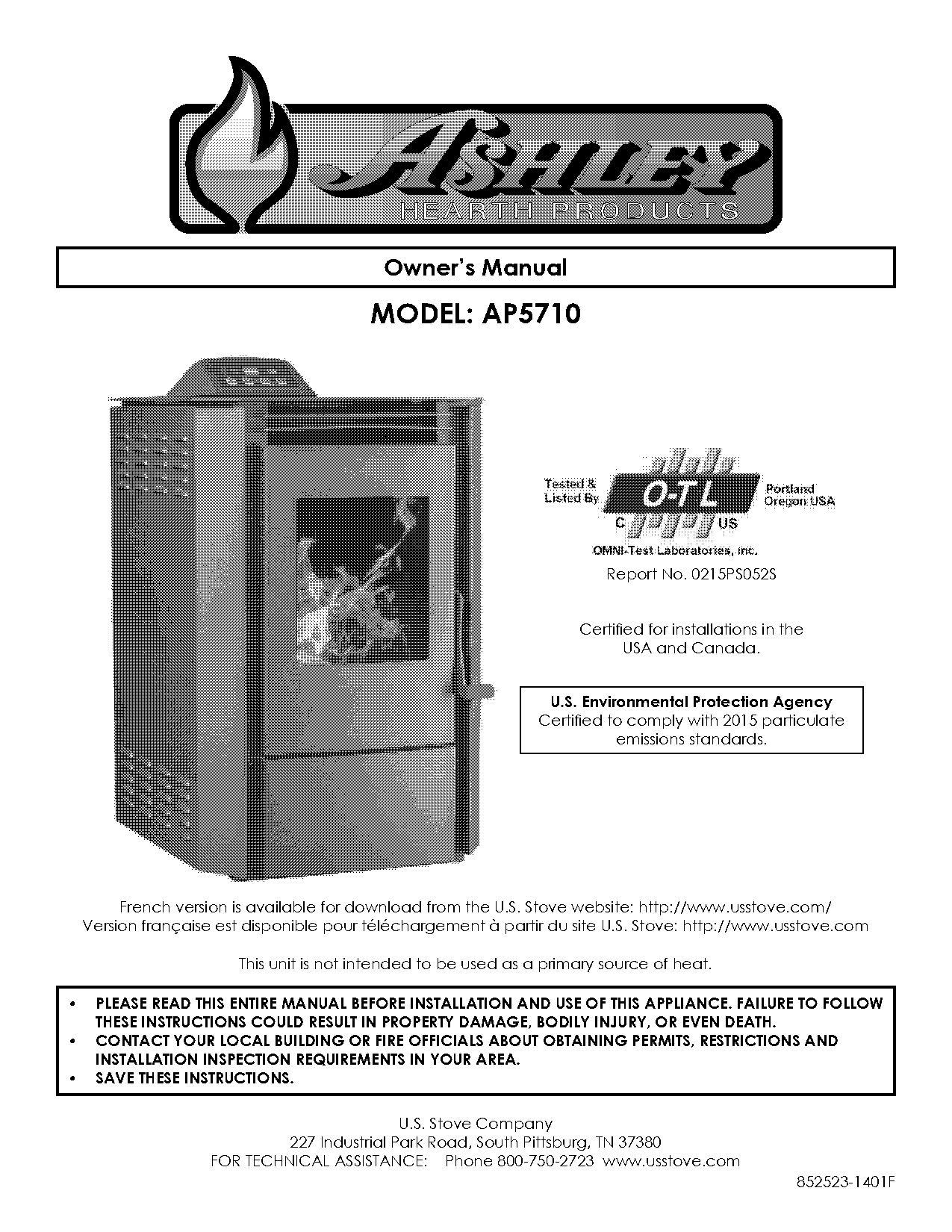 ashley wood stove manual