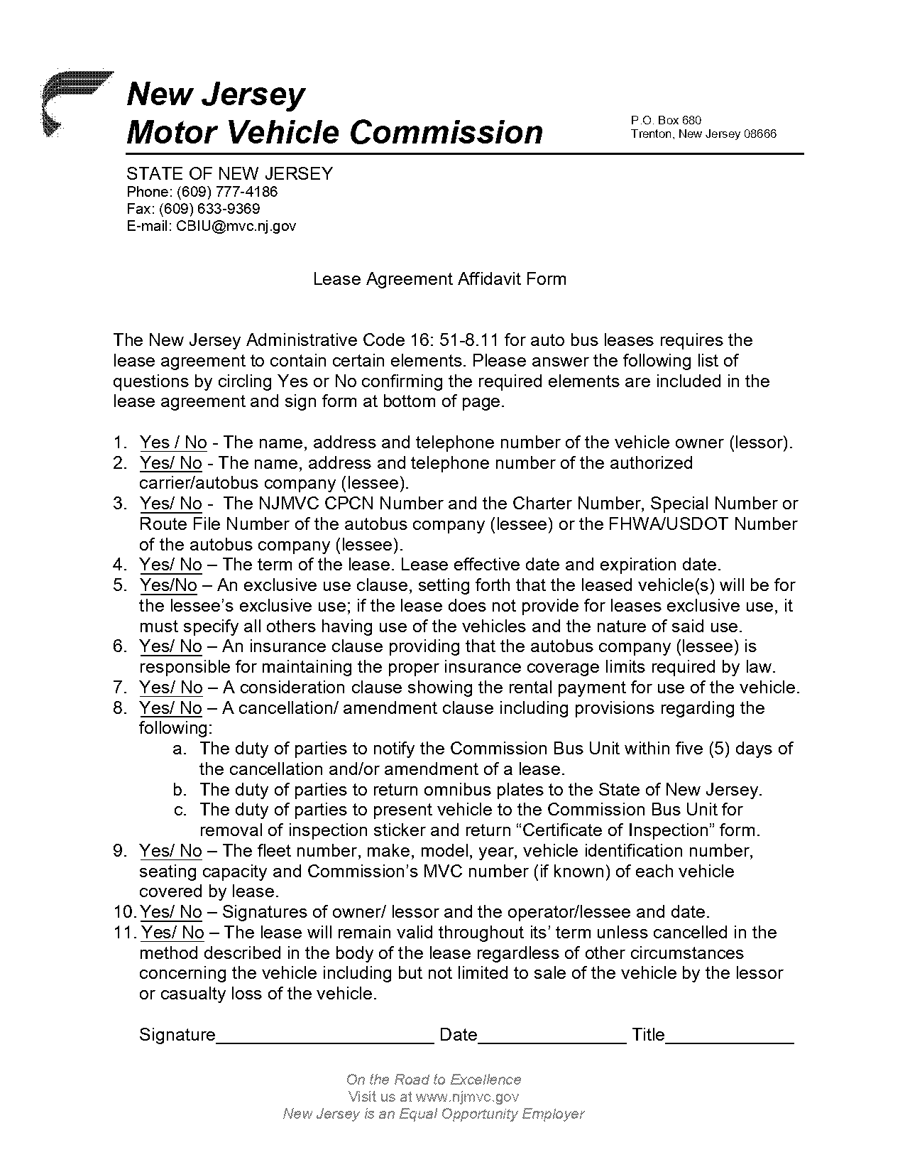 bus lease agreement sample