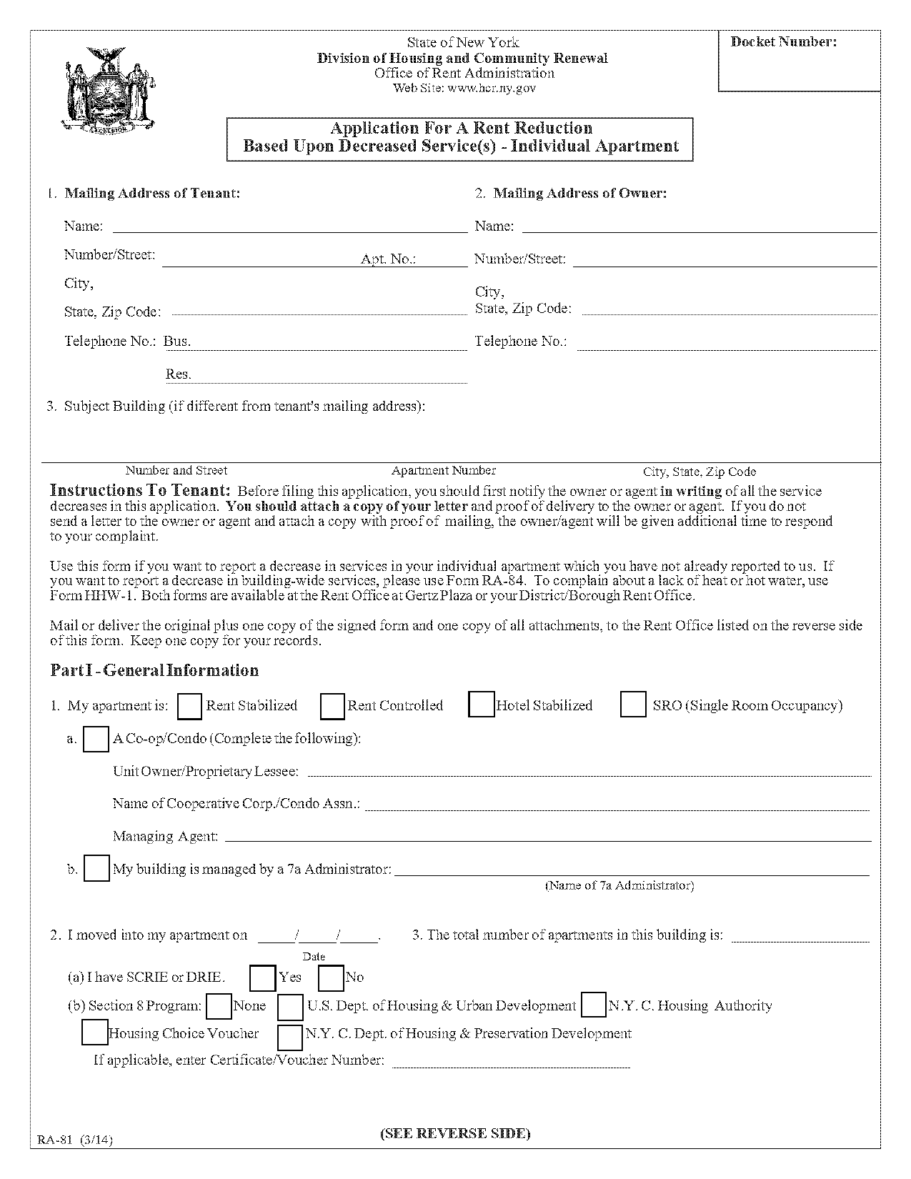 general apartment application form