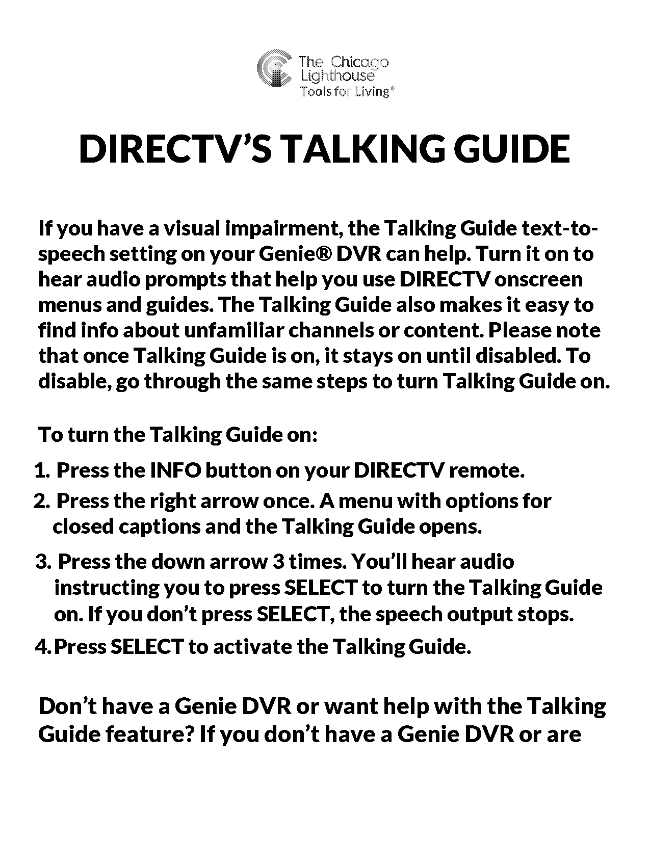 direct tv genie help