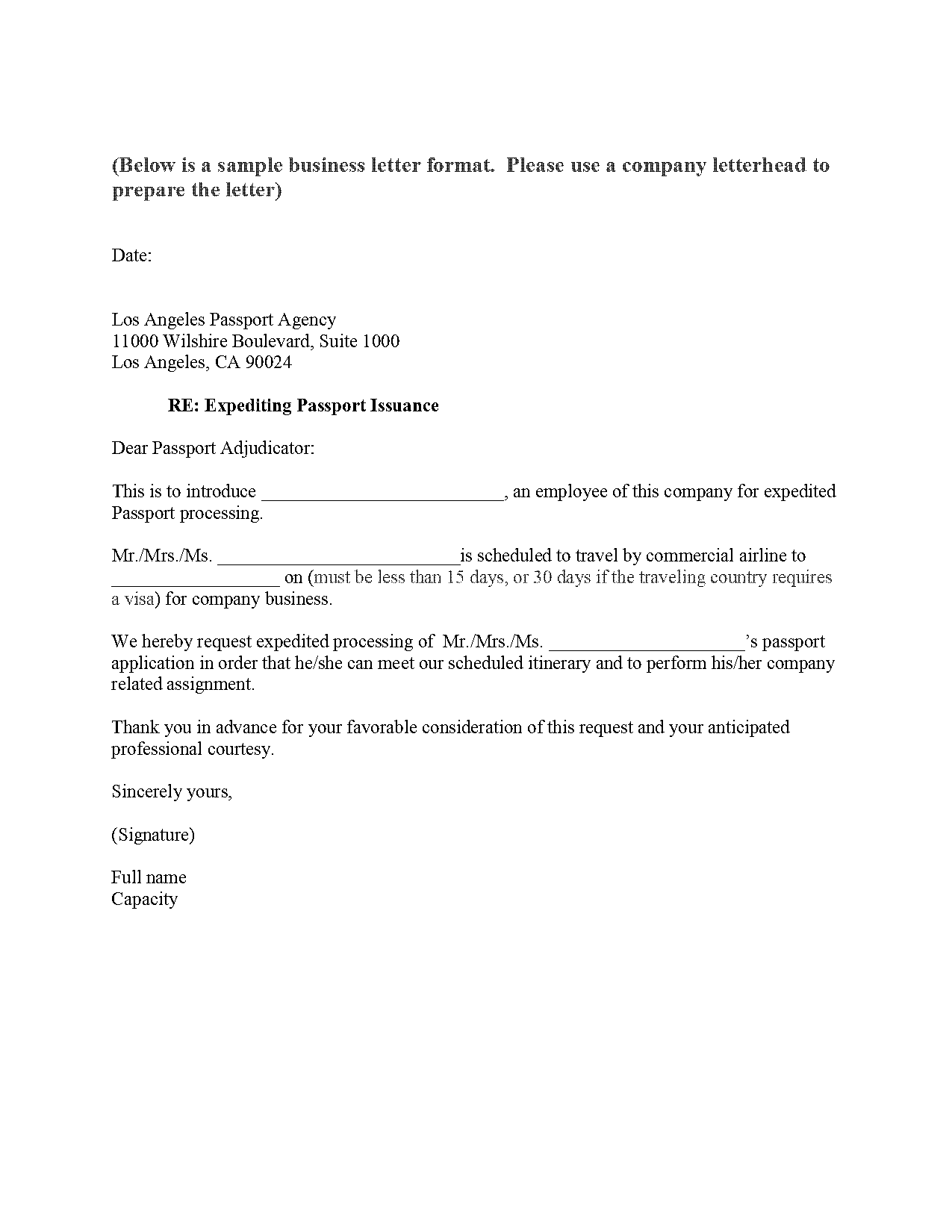 sample request letter to speed up the process