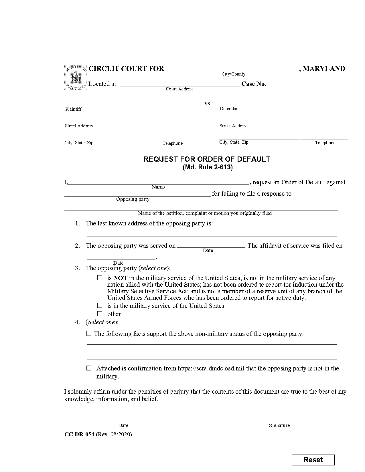 court request for order