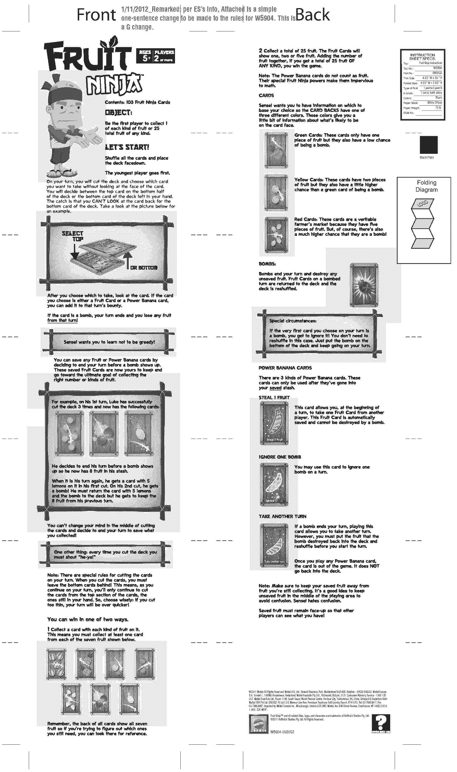 fruit ninja card game instructions