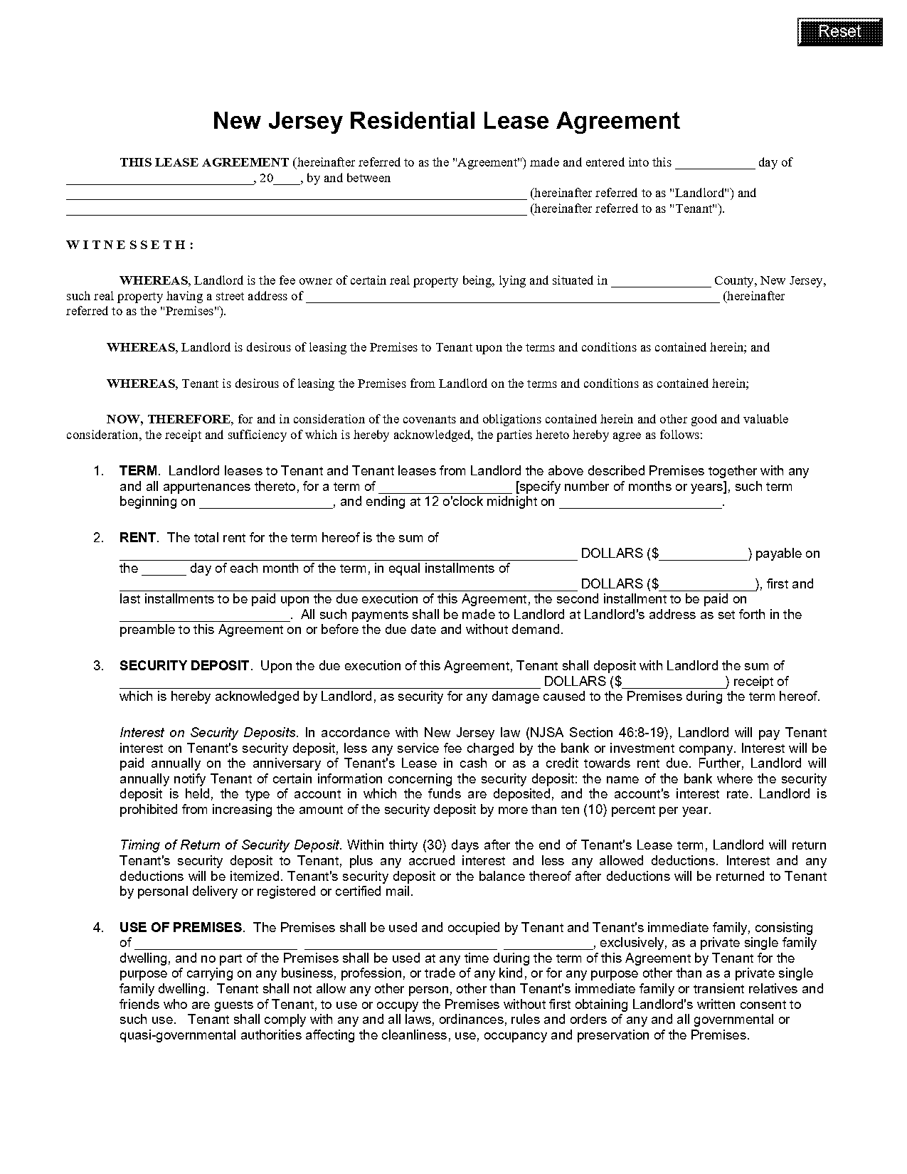 nj lease termination form