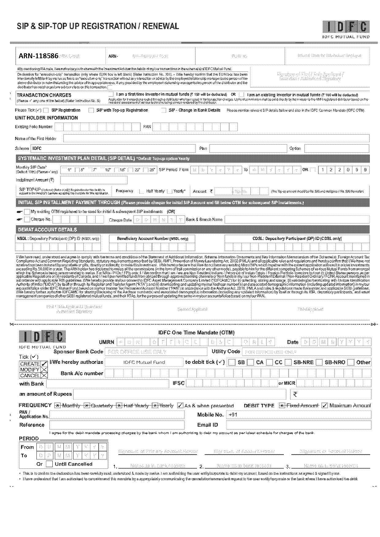 idfc euin declaration form