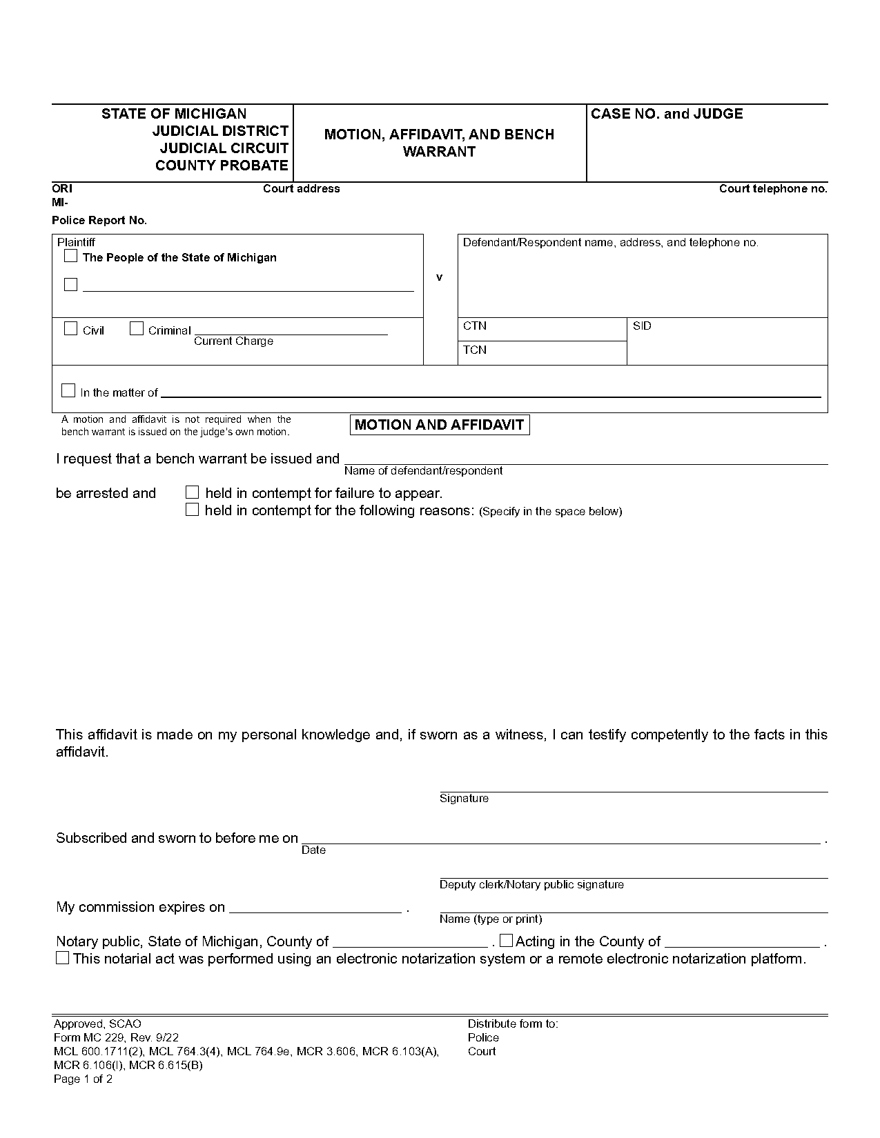 sample motion to quash bench warrant