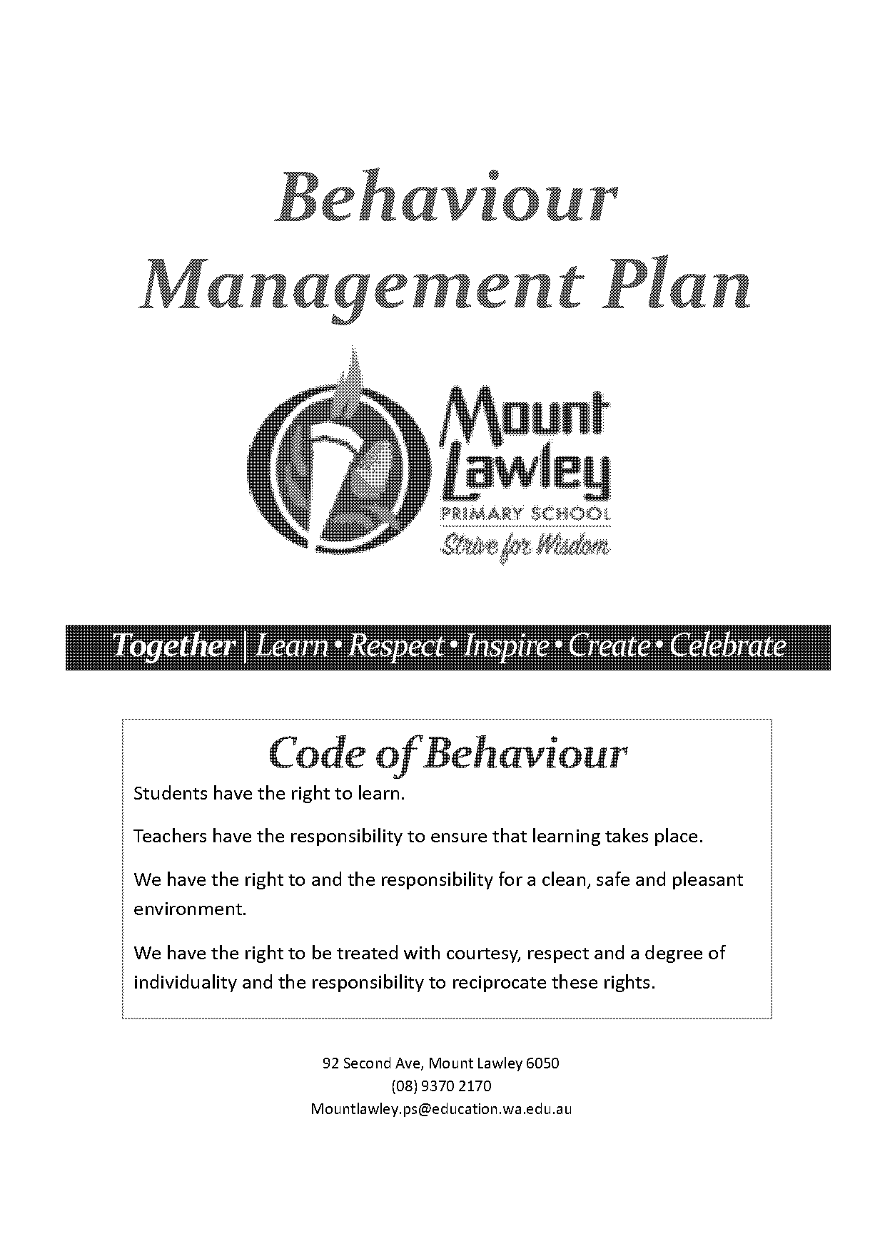 behaviour management plan wa