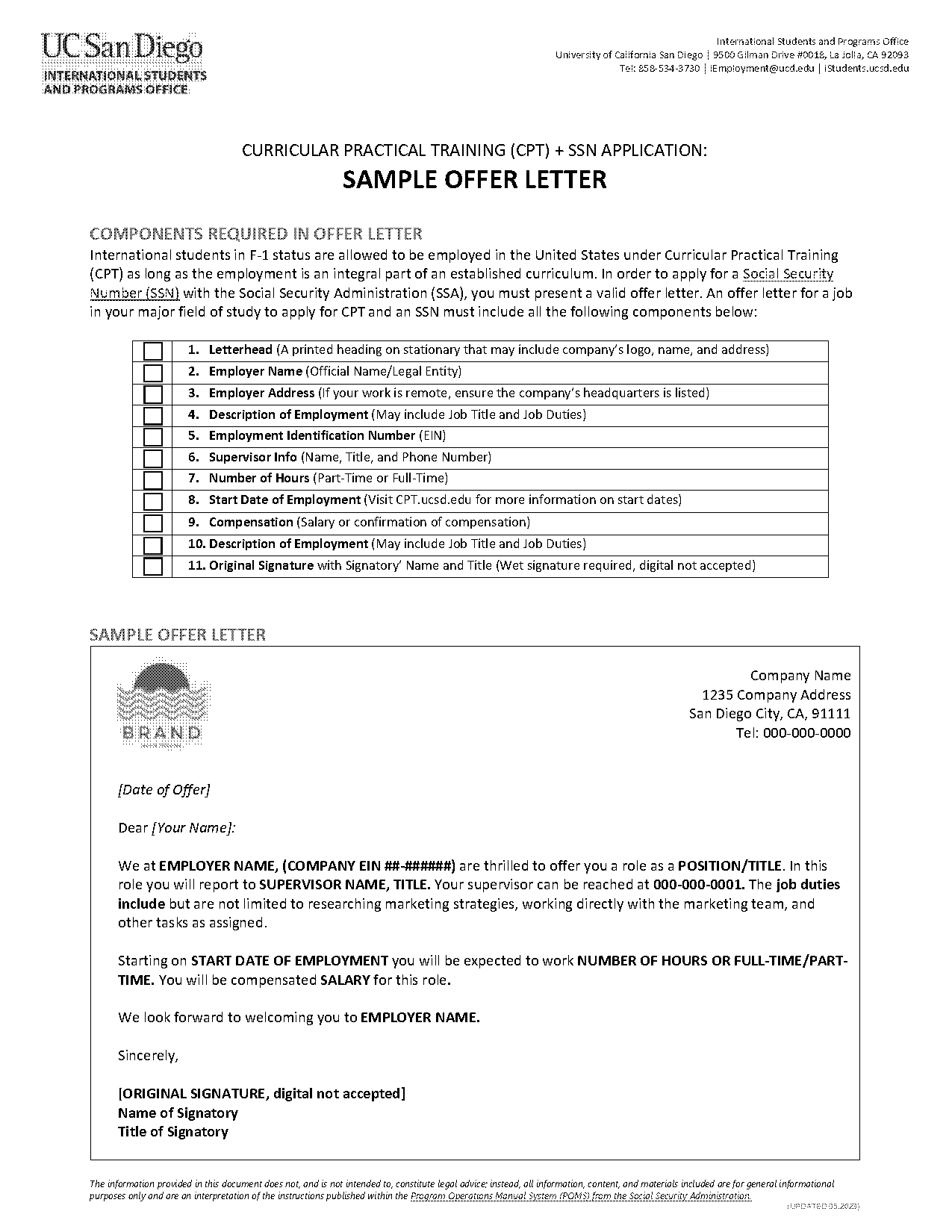 example offer letter for job