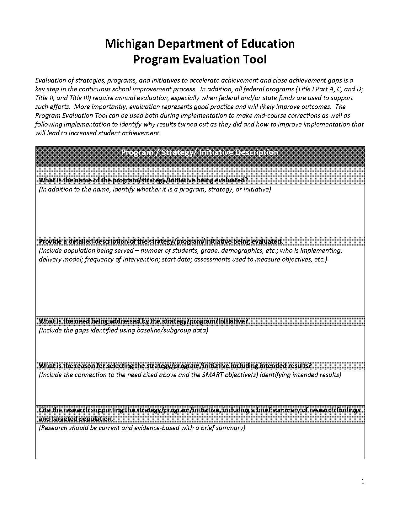 assessment results as an evaluation tool